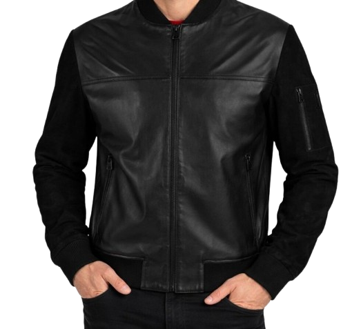 Mens-Black-Hybrid-Leather-and-Suede-Bomber-Jacket-1.png